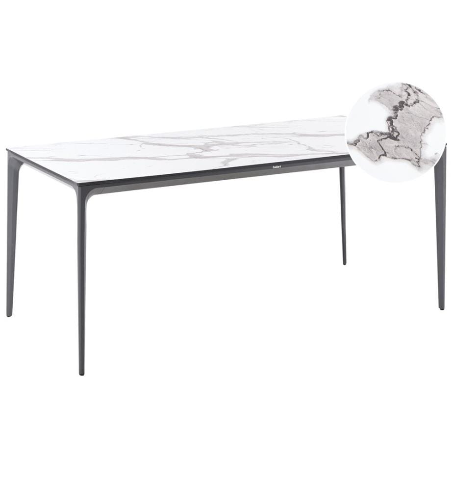 Gartentisch SOVARETO 180 cm 90 cm Marmor Optik Weisser Marmor
