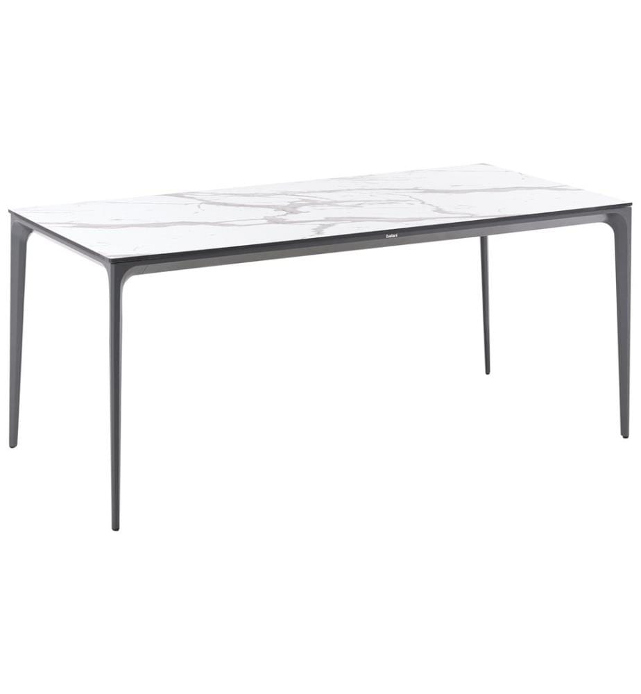 Gartentisch SOVARETO 180 cm 90 cm Marmor Optik Weisser Marmor