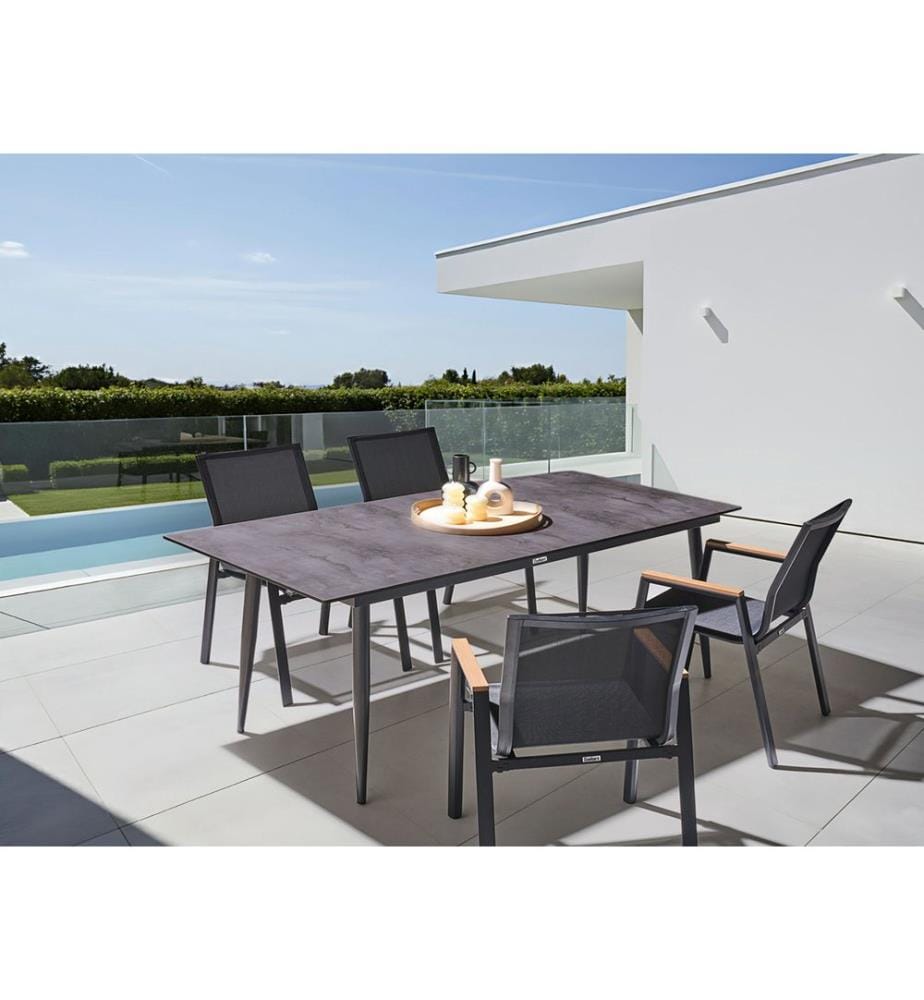 Table de salle à manger de jardin TOLENTINO 180 cm 90 cm Effet pierre Gris