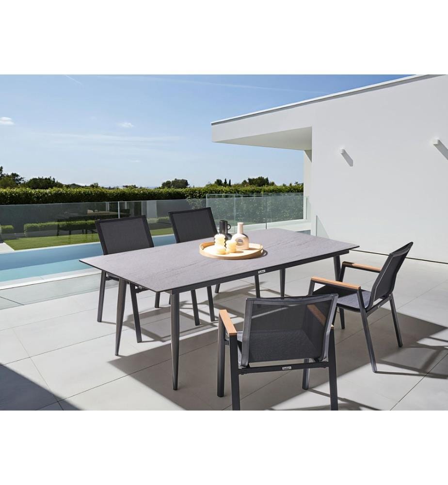 Gartentisch TOLENTINO 180 cm 90 cm Steinoptik Travertinoptik