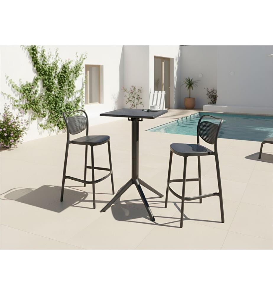 Garten Bartisch LEMNOS 60 cm 60 cm Schwarz