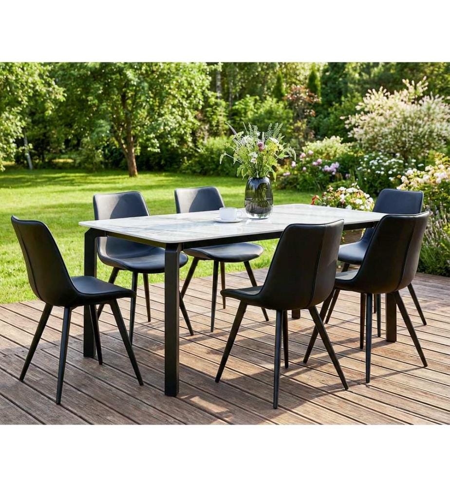 Gartentisch FELETTO 180 cm 90 cm Stein Grauer Marmor