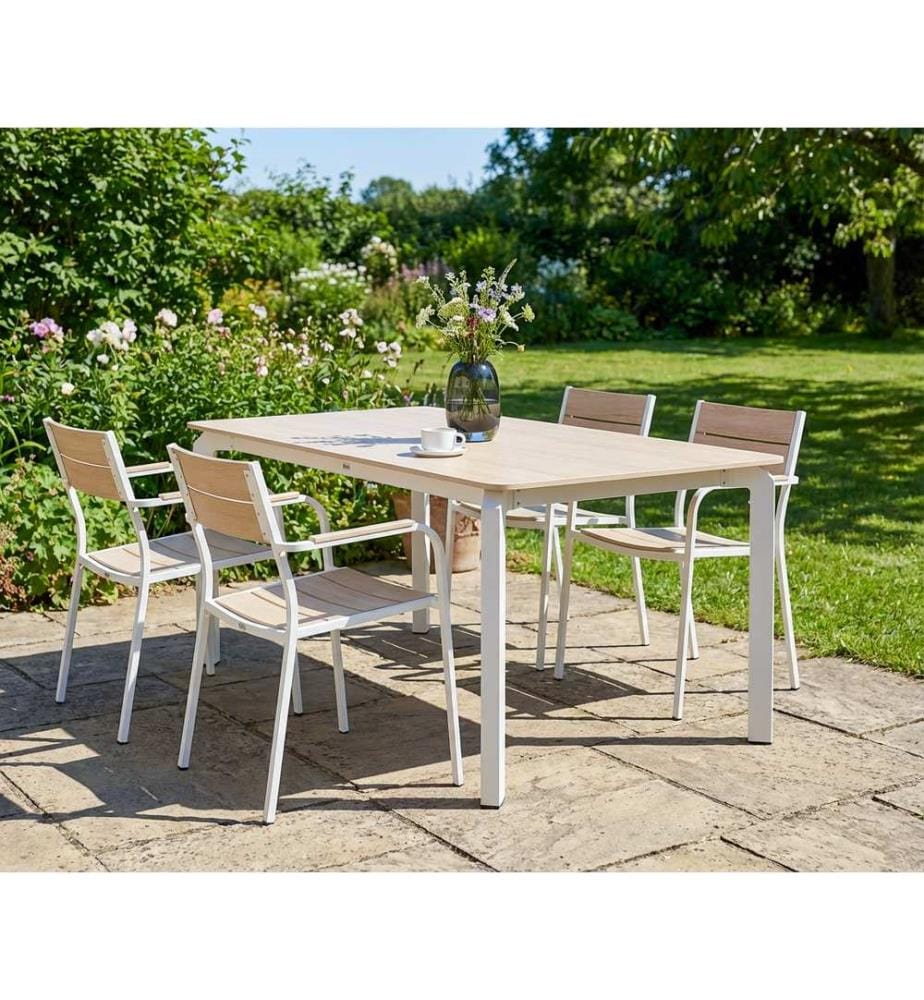 Gartentisch FELETTO 180 cm 90 cm Stein Travertinoptik