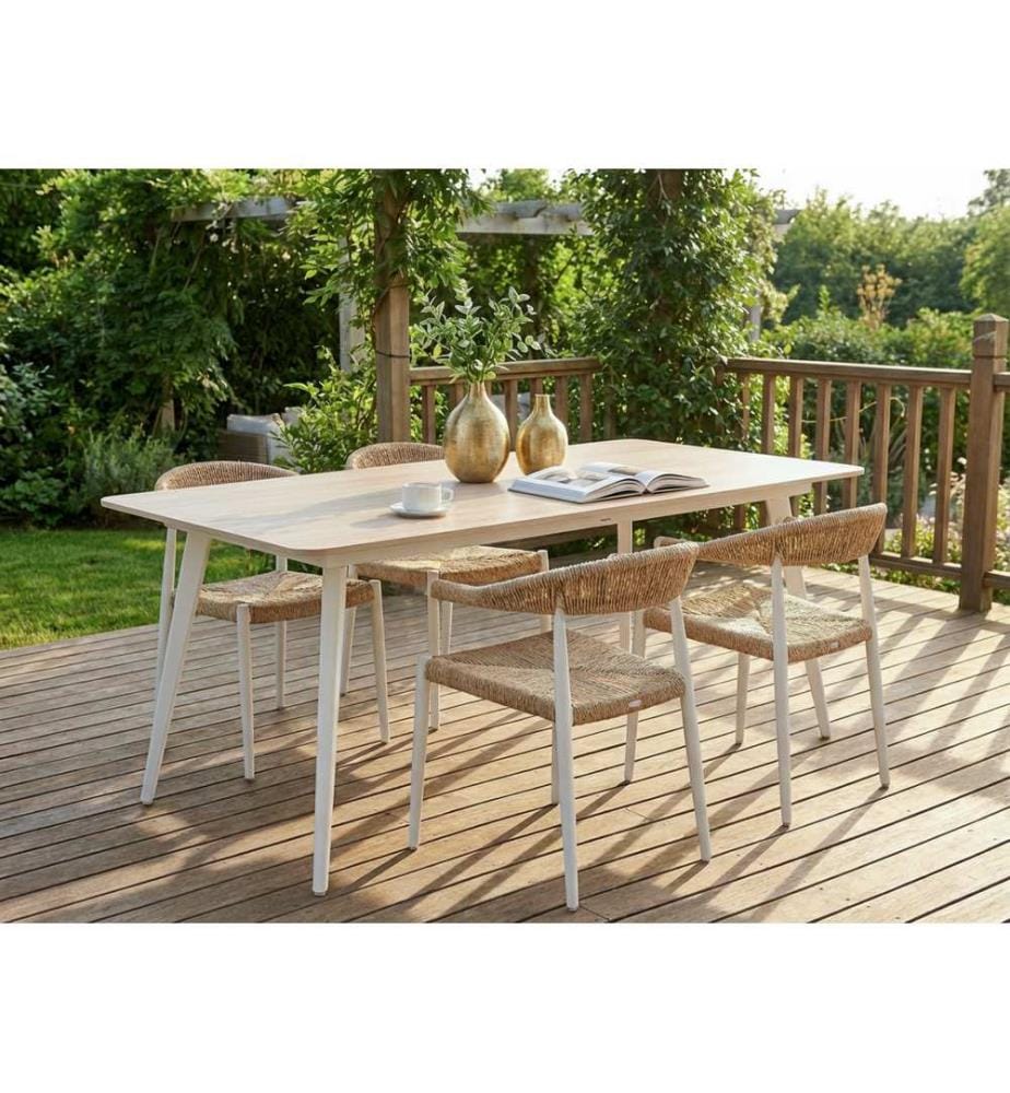 Gartentisch RODALLO 160 cm 90 cm Stein Travertinoptik