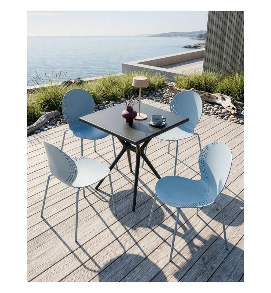 Gartenstuhl 4er Set MILOS stapelbar Hellblau