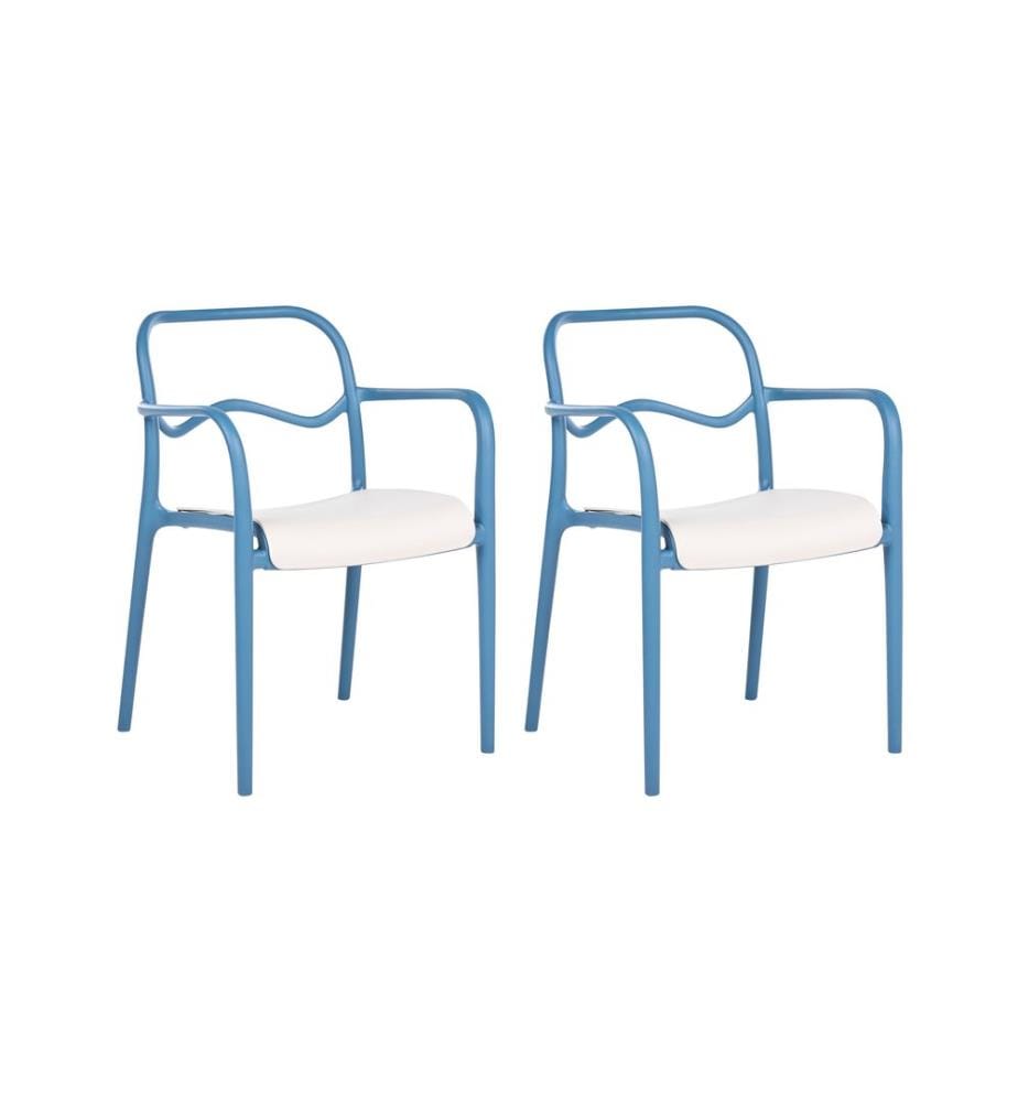 Gartenstuhl 2er Set THASOS Kunststoff Blau