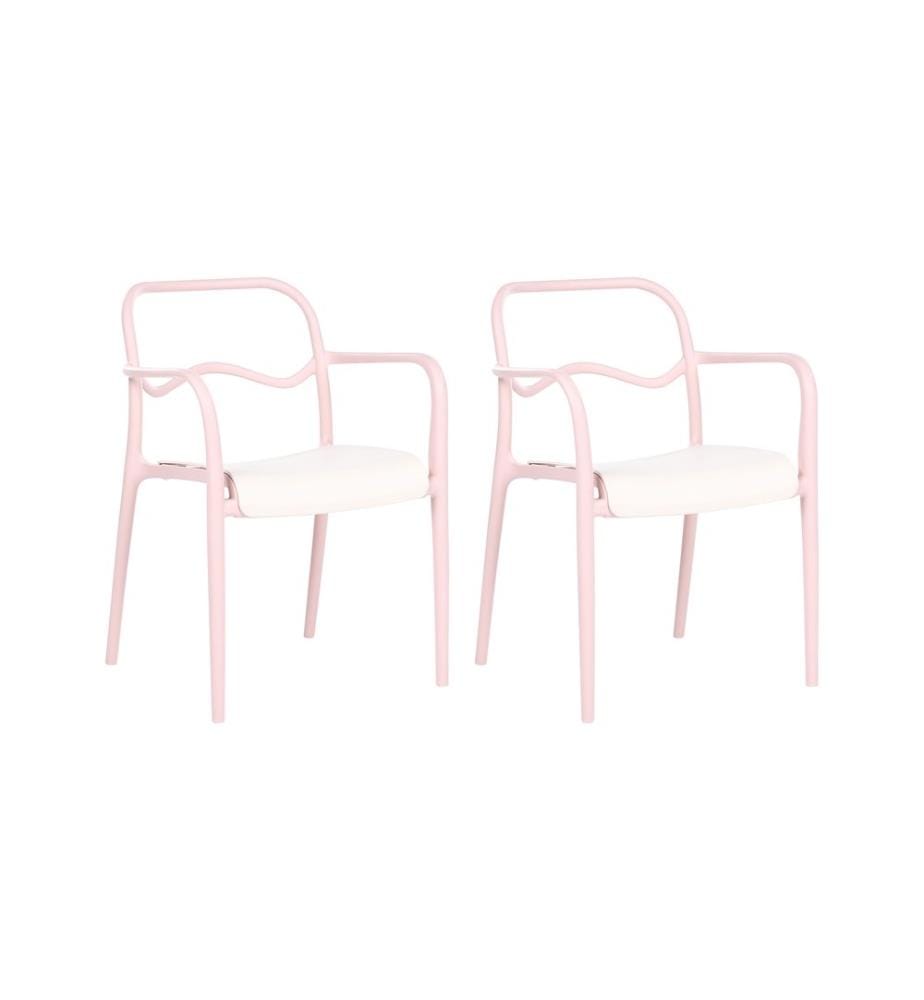 Gartenstuhl 2er Set THASOS Kunststoff Pastellrosa