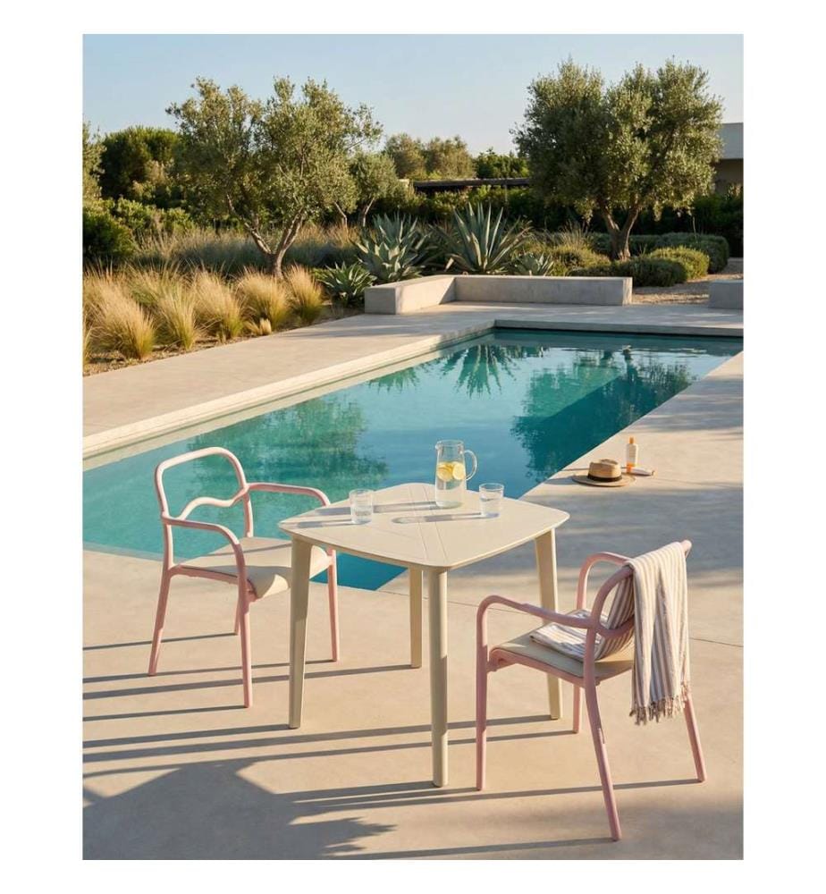 Gartenstuhl 2er Set THASOS Kunststoff Pastellrosa