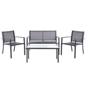 Lounge Set mit Tisch 4-Sitzer TAVOLETO Metall Dunkelgrau
