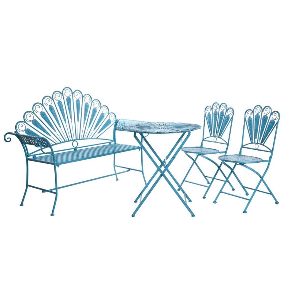 Ensemble bistrot avec banc PAVIA Métal Bleu