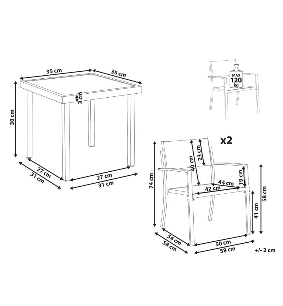 Bistro Set TAVOLETO Metall Grau