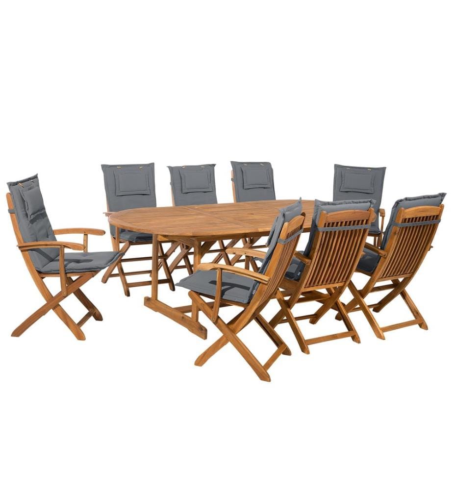 Gartenmöbel Set 8-Sitzer MAUI inkl. Kissen Akazienholz Grau