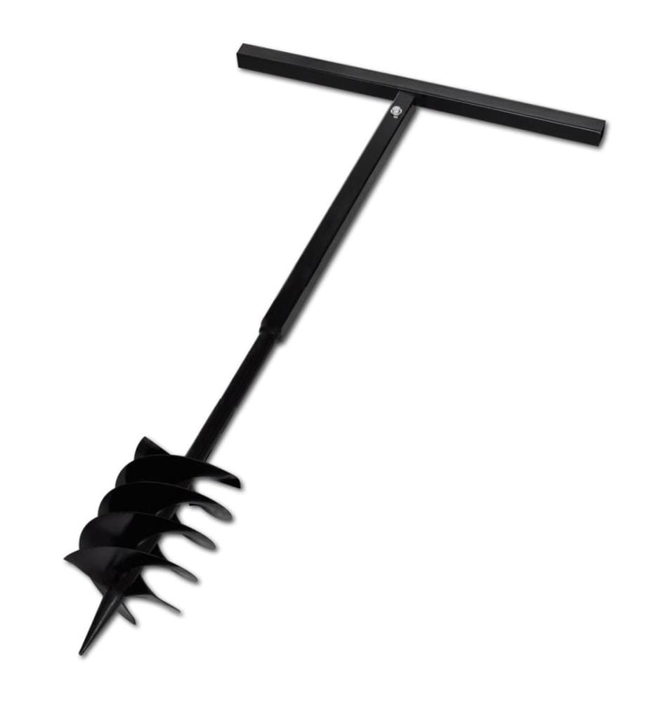 Tarière de sol avec mèche de tarière 180 mm Acier Noir