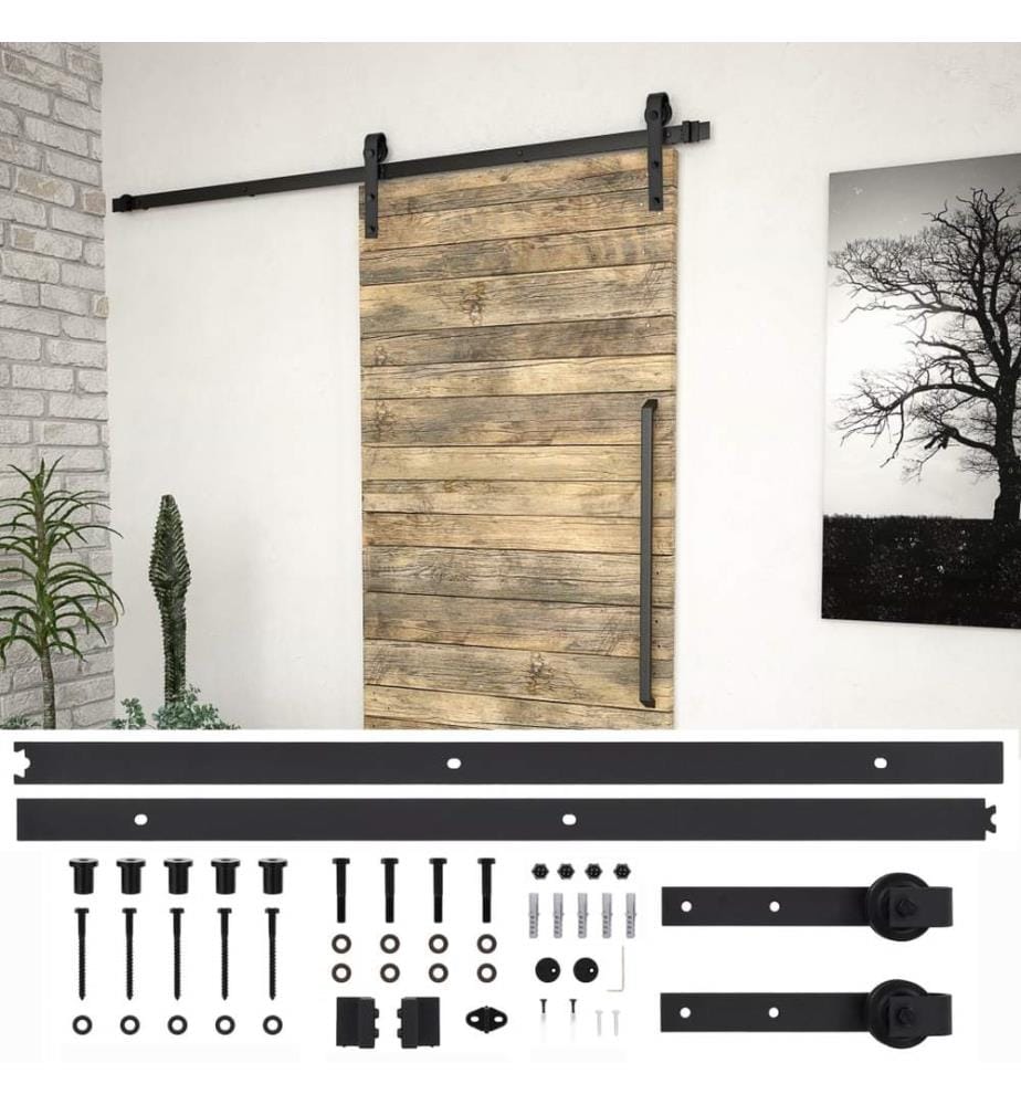 Schiebetürbeschlag-Set SKIEN 200 cm Stahl Schwarz