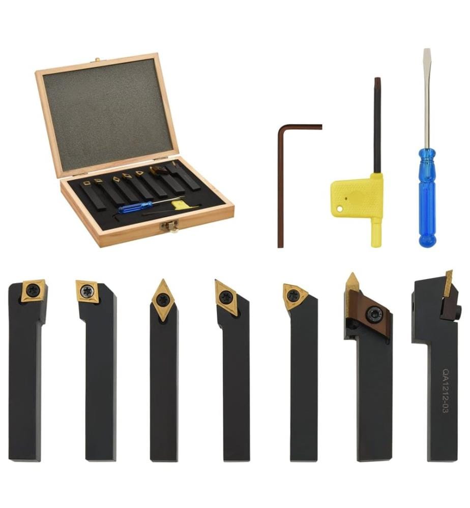 Jeu d'outils de tournage indexables 12 pcs 12x12 mm 80 mm