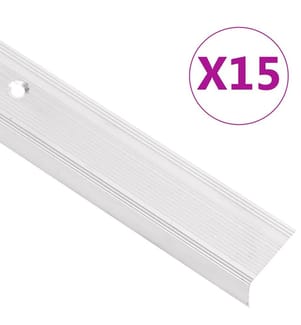 Nez de marche forme en L 15 pcs aluminium 90 cm argenté