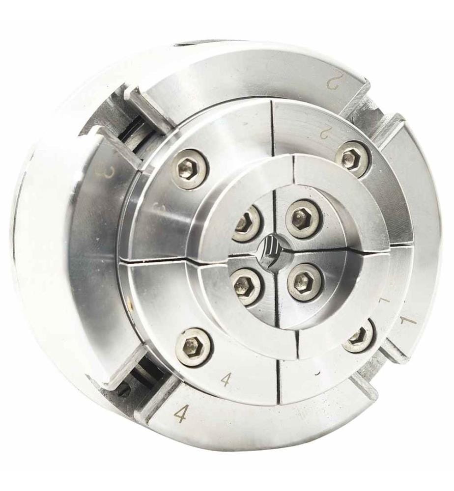 4-Backen-Drechselfutter mit M33 Aufnahme Stahl Silbern 96 mm