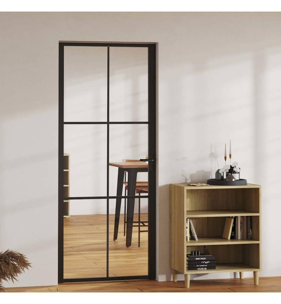 Innentür ESG Glas und Aluminium 83x201,5 cm Schwarz