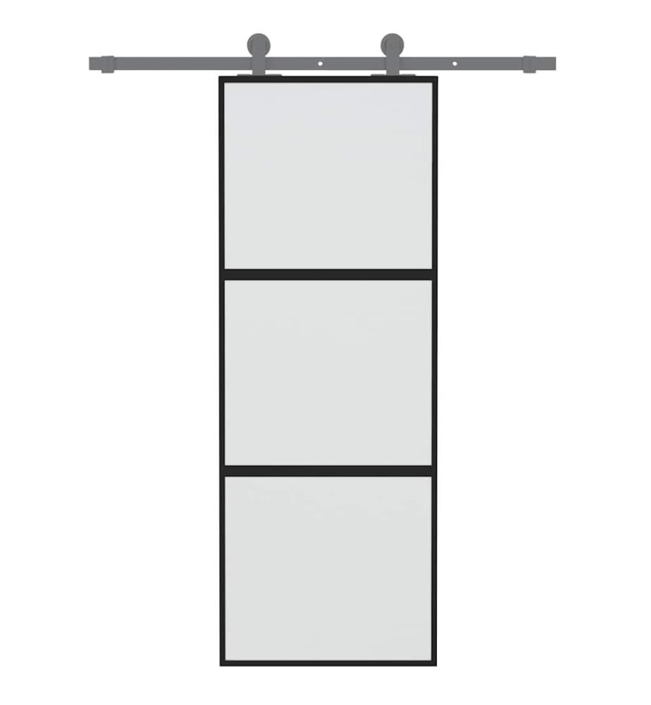 Schiebetür Schwarz 76x205 cm Hartglas und Aluminium