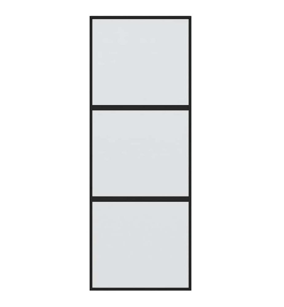 Schiebetür Schwarz 76x205 cm Hartglas und Aluminium