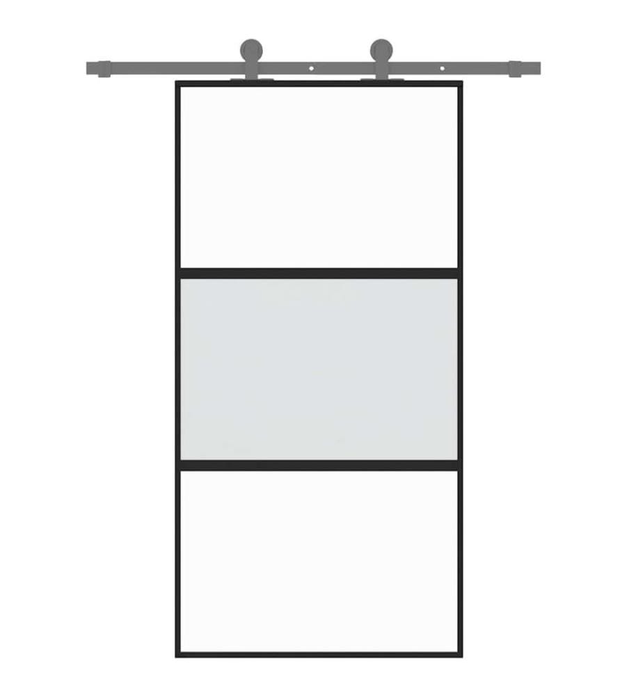 Schiebetür Schwarz 102,5x205 cm Hartglas und Aluminium