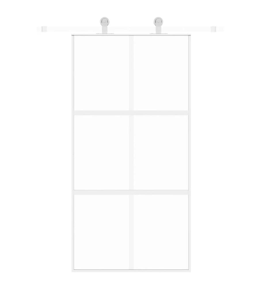 Schiebetür Weiss 102,5x205 cm Hartglas und Aluminium