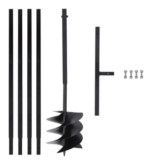 Erdbohrer mit Griff 250 mm mit Verlängerungsrohr 4 m Stahl