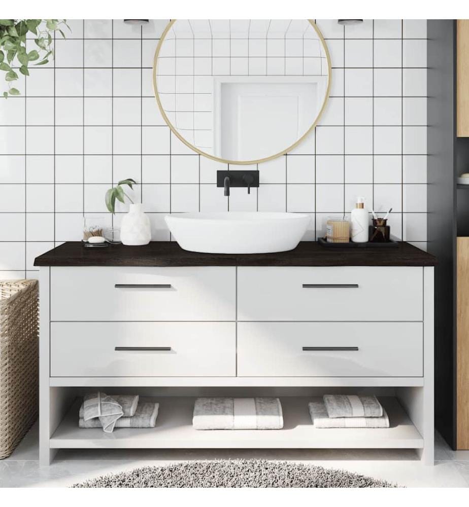 Waschtischplatte Dunkelbraun 160x60x(2-4)cm Massivholz