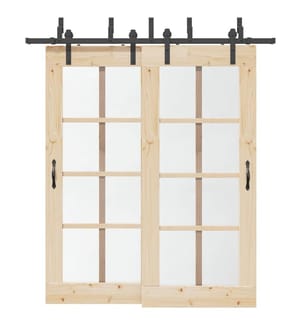 Schiebetürbeschlag-Set 200 cm Stahl Schwarz