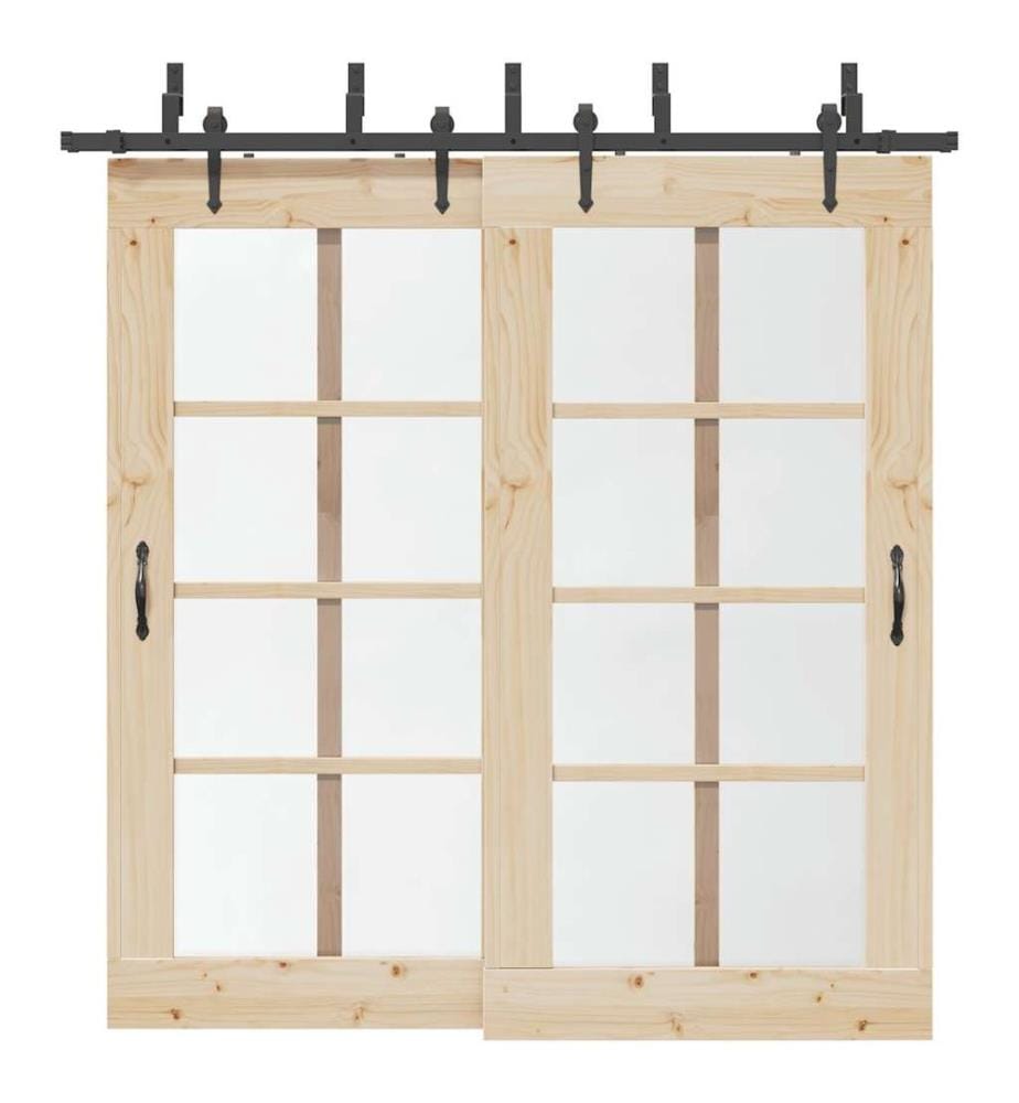 Schiebetürbeschlag-Set 213,5 cm Stahl Schwarz