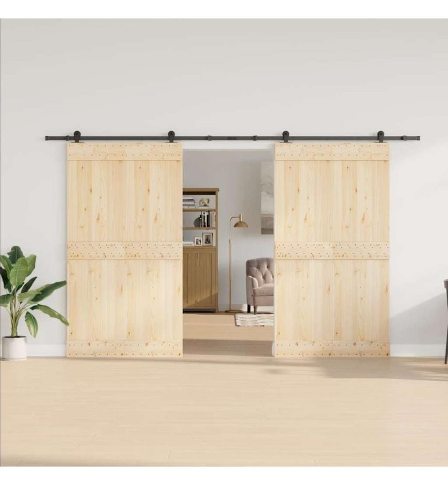 Schiebetürbeschlag-Set 366 cm Stahl Schwarz