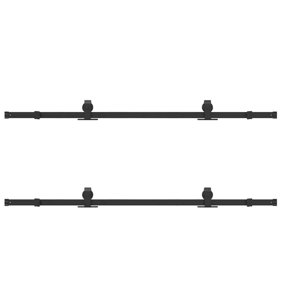 Schiebetürbeschlag-Set 366 cm Stahl Schwarz
