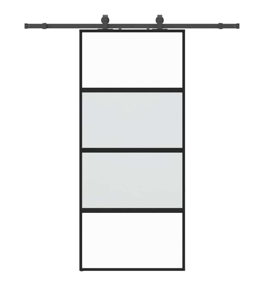 Schiebetür mit Beschlag Schwarz 90x205 cm Hartglas