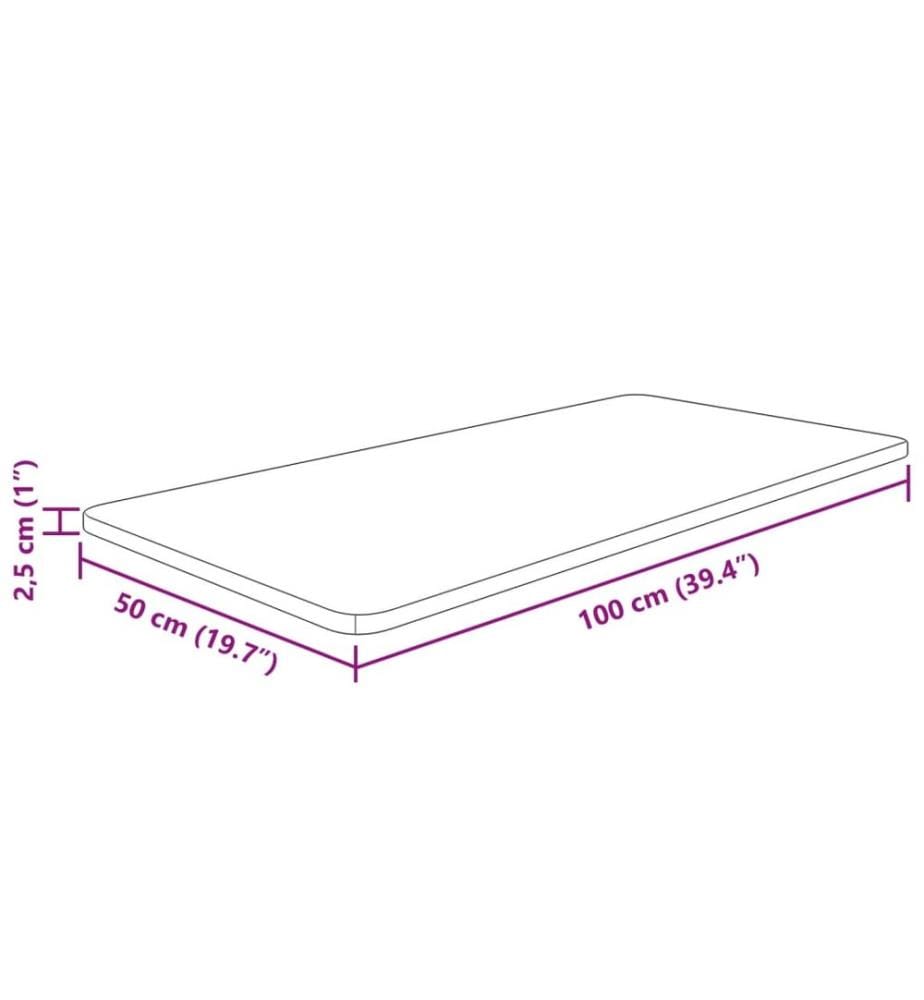 Waschtischplatte Dunkelbraun 100x50x2,5 cm Massivholz Behandelt