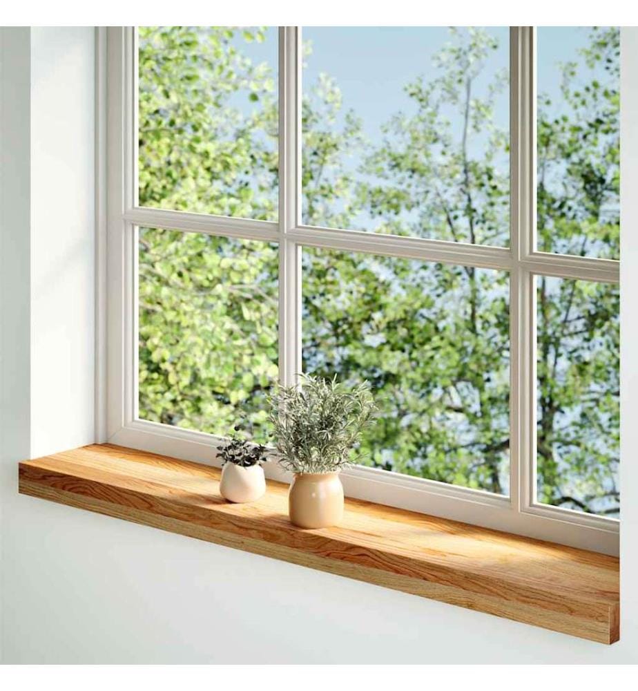 Fensterbänke 2 Stk. Hellbraun 100x15x2 cm Massivholz Eiche