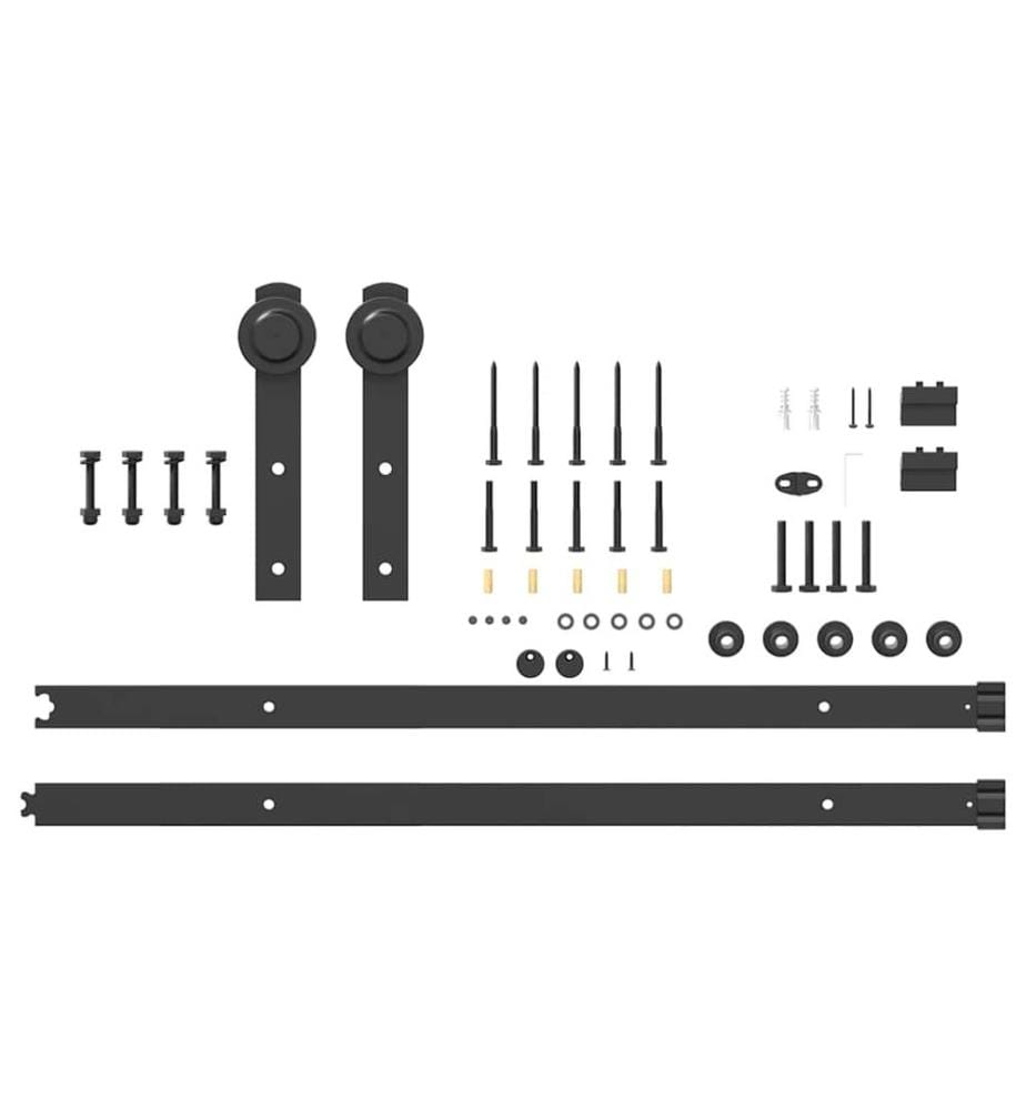 Schiebetürbeschlag-Set 183 cm Stahl Schwarz