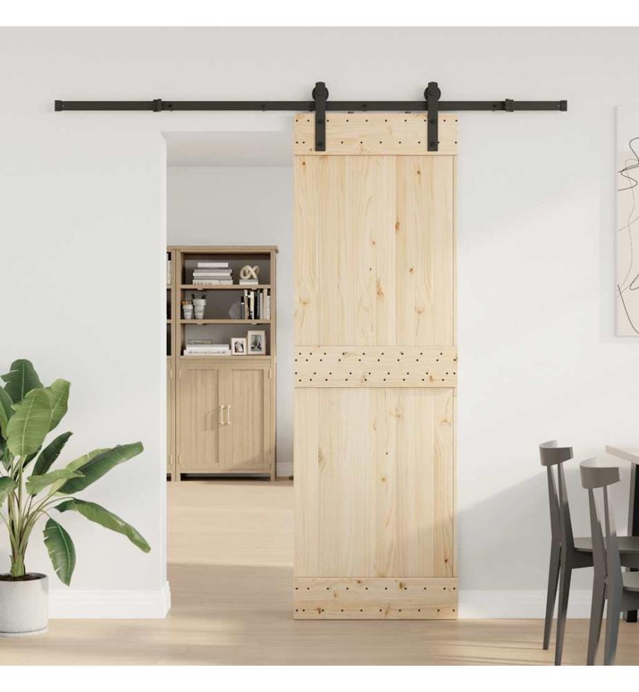 Schiebetürbeschlag-Set 213,5 cm Stahl Schwarz