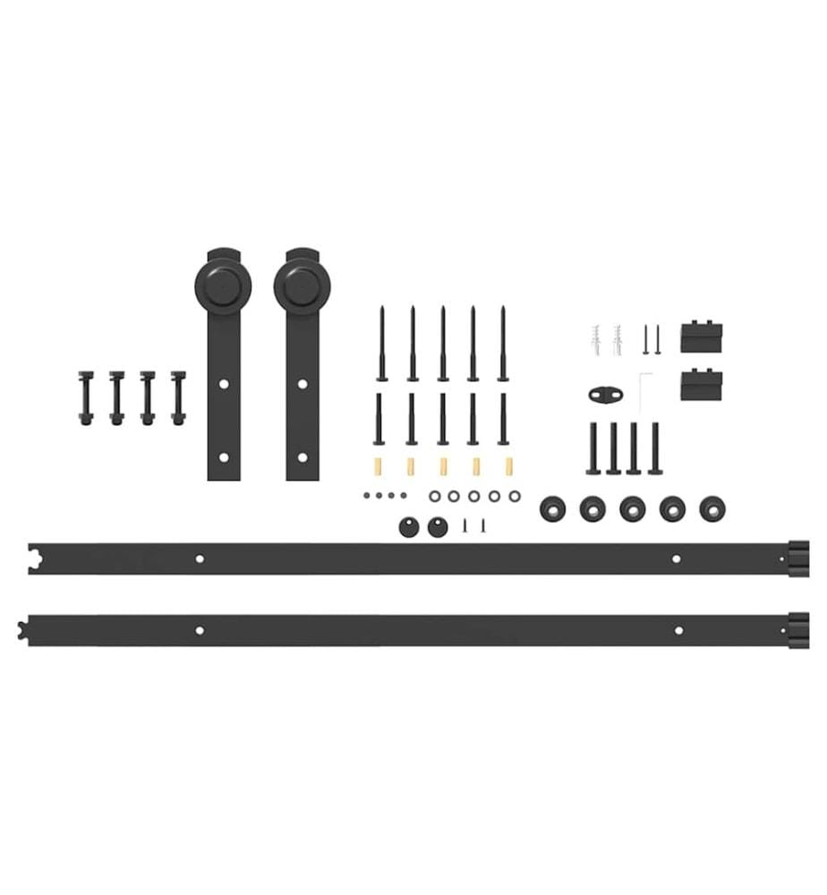 Schiebetürbeschlag-Set 213,5 cm Stahl Schwarz