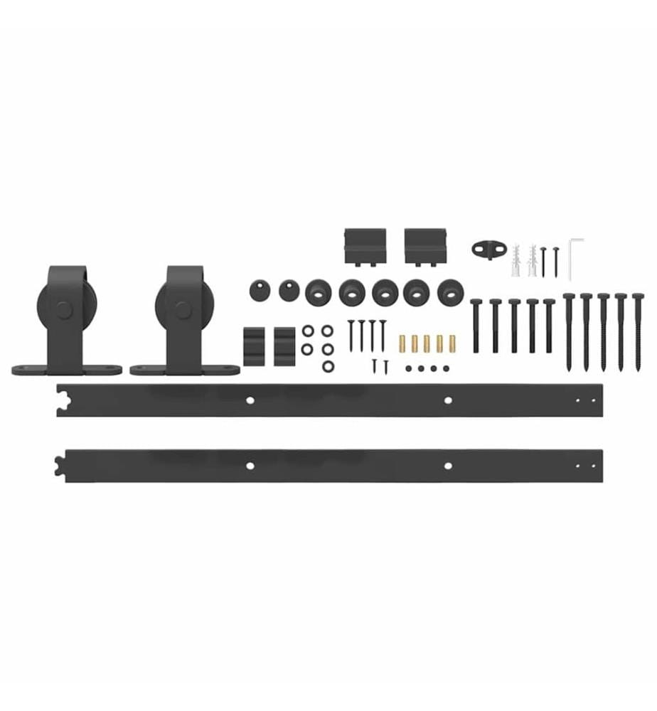 Schiebetürbeschlag-Set 152,5 cm Stahl Schwarz