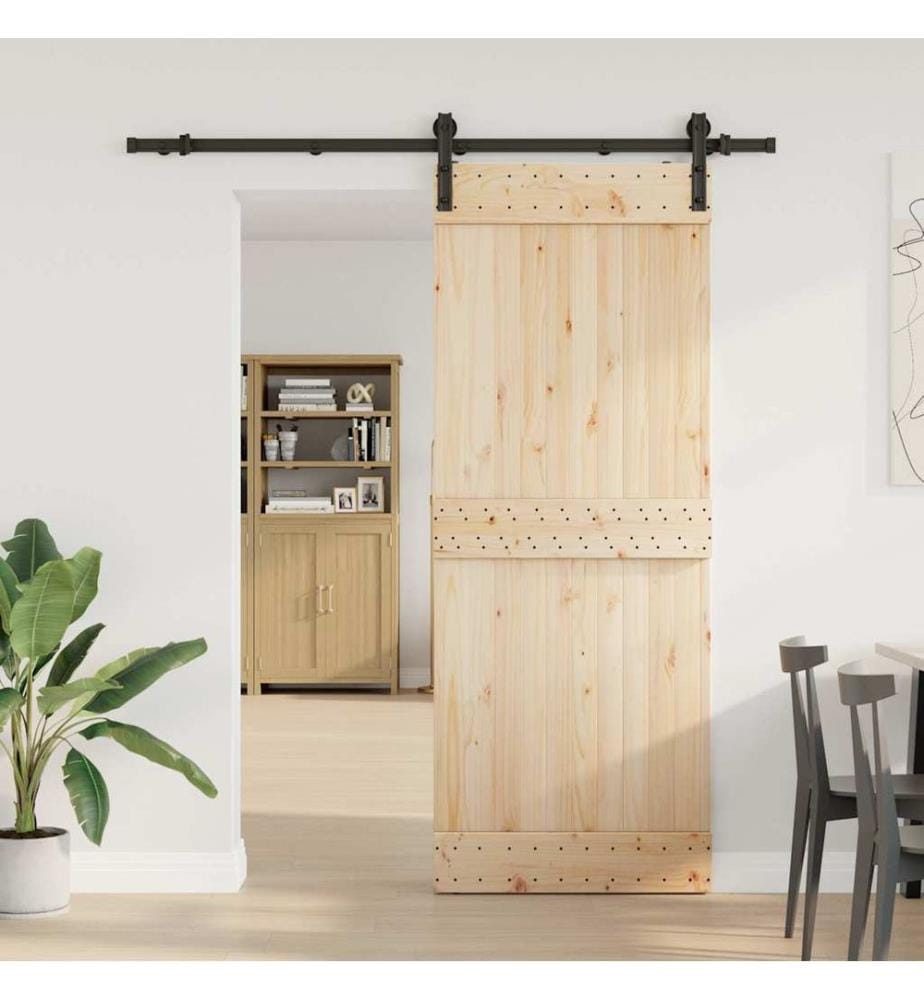 Kit de quincaillerie de porte coulissante 183 cm Acier Noir