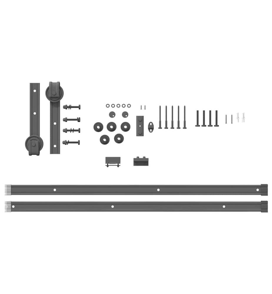 Kit de quincaillerie de porte coulissante 183 cm Acier Noir