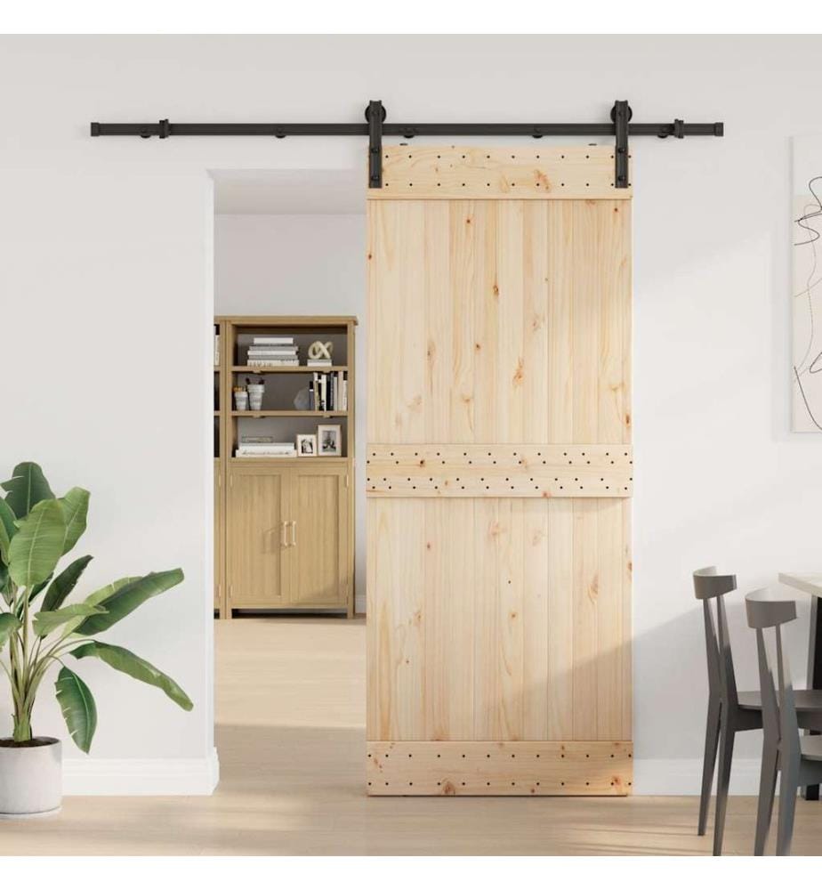 Schiebetürbeschlag-Set 200 cm Stahl Schwarz