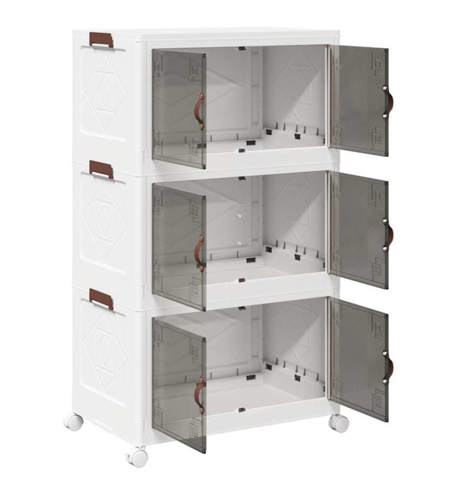 Boîte de rangement empilable avec roues à 3 niveaux 75 L