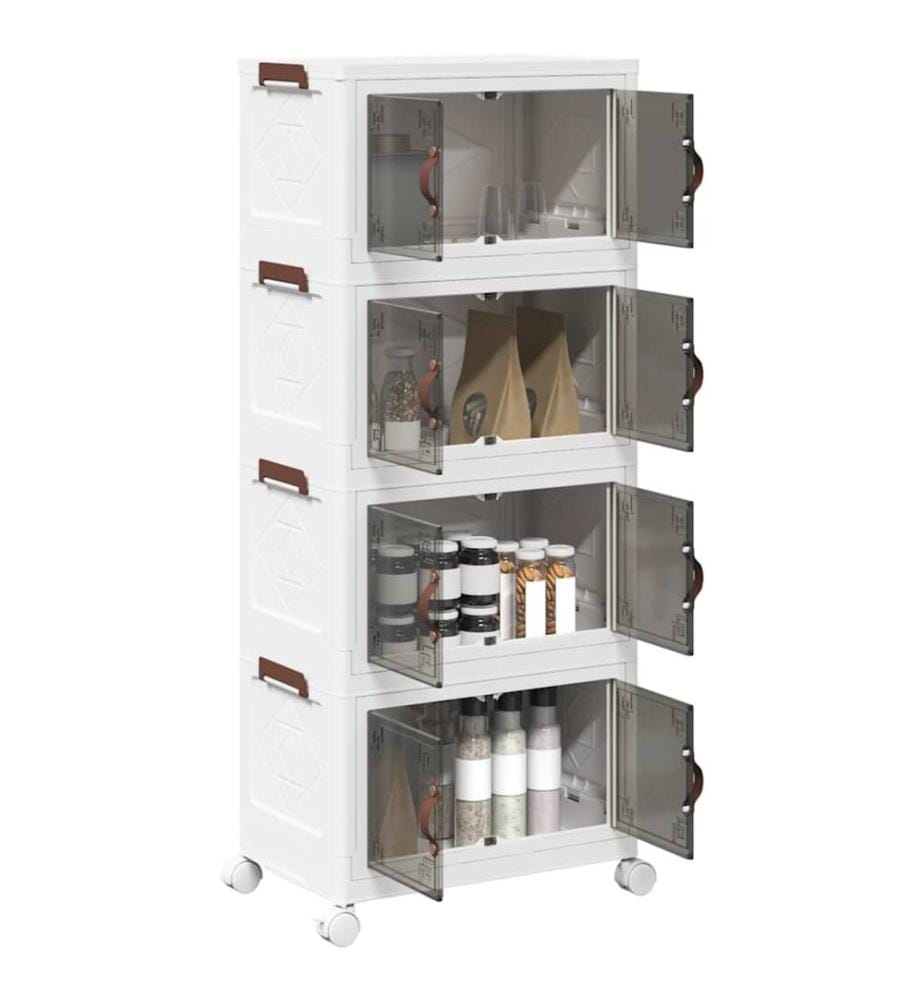 Boîte de rangement empilable avec roues à 4 niveaux 28 L