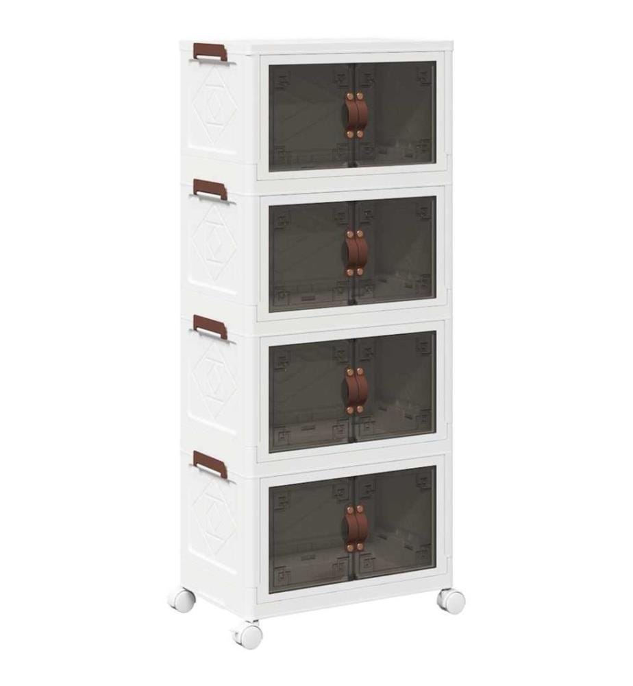 Boîte de rangement empilable avec roues à 4 niveaux 28 L