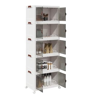 Aufbewahrungsbox mit Rädern Stapelbar 5-stöckig 75L 64x40x179cm