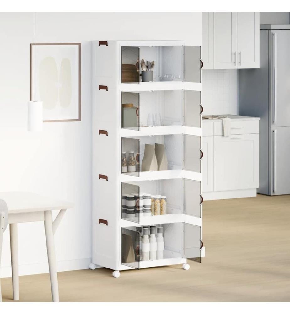 Boîte de rangement empilable avec roues à 5 niveaux 75 L
