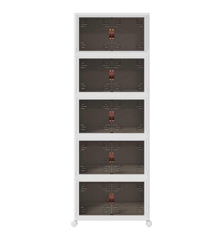Boîte de rangement empilable avec roues à 5 niveaux 75 L