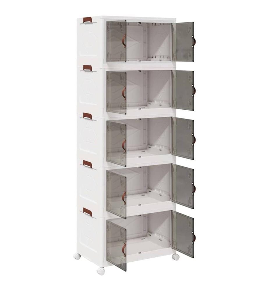 Boîte de rangement empilable avec roues à 5 niveaux 75 L