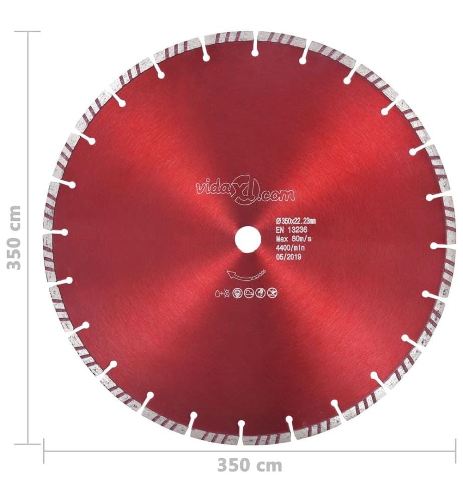 Disque de coupe diamanté avec turbo Acier 350 mm